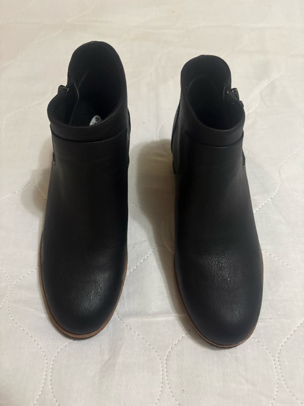 Dr. Scholl's Black Leather Ankle Booties with Side Buckle Accent